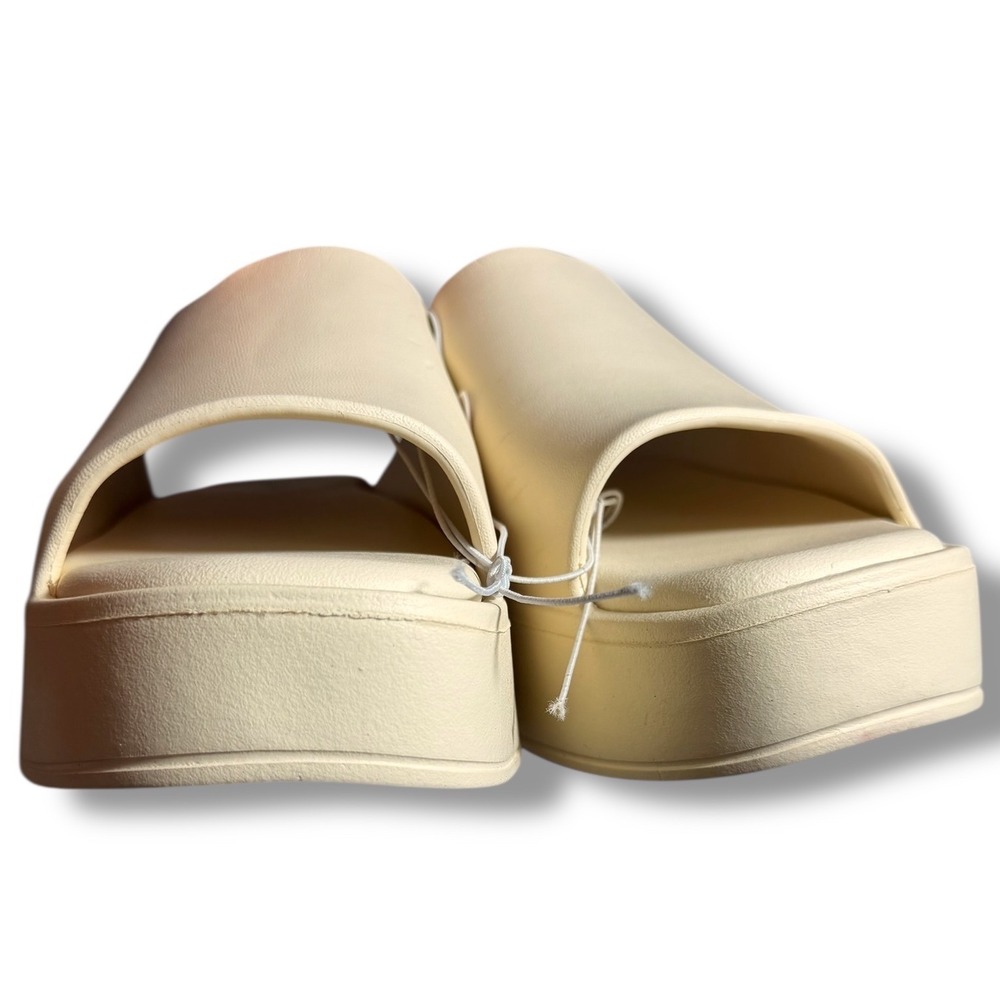 NWT Lili & Oumer Women Cream Platform Slide Sandals Mules Sz 9 - Picture 4 of 9